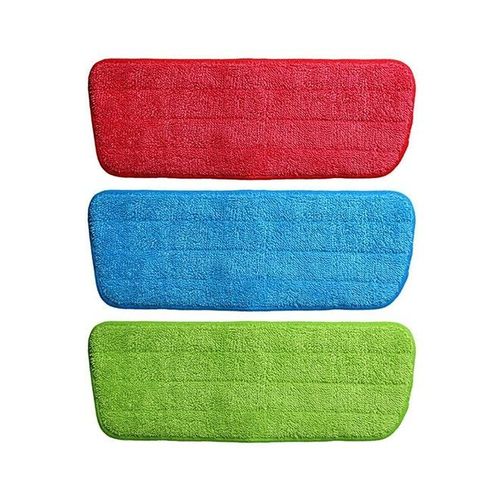 3 Piece Microfiber Mop Replacement Cleaning Pad Set Red/Blue/Green 42x14centimeter