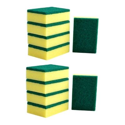 10-Piece Magic Cleaner Sponge Set Yellow/Green