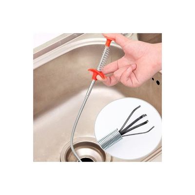 Metal wire brush Hand Kitchen Sink Cleaning Hook Silver/Red 60cm