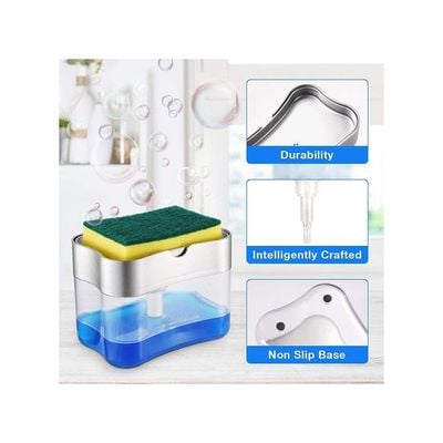 2-in-1 Dishwasher Soap Dispenser With Sponge Multicolor -cm