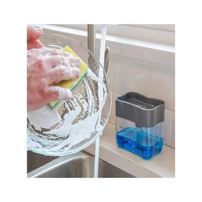 2-in-1 Dishwasher Soap Dispenser With Sponge Multicolor -cm