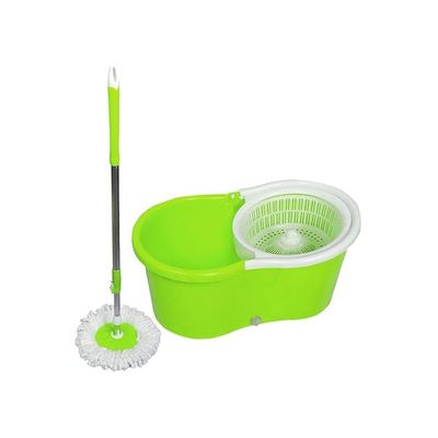 360 Degree Spin Round Mop With Bucket Neon Green/White