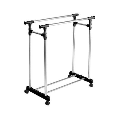 Metal Double-Pole Cloth Rack Silver/Black 20x10x5centimeter