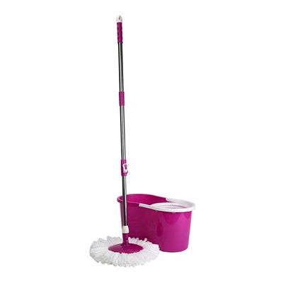 360-Degree Rotating Magic Mop With Bucket Set White/Purple/Silver