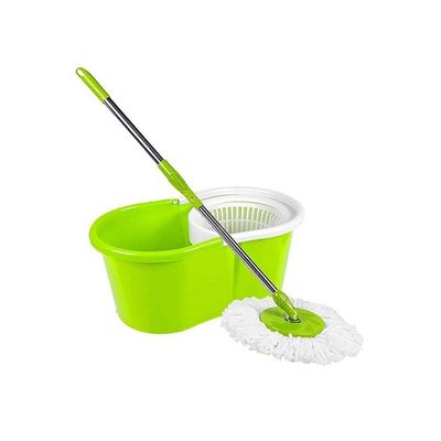 360-Degree Rotating Stainless Steel Spin Mop With Bucket Green/White