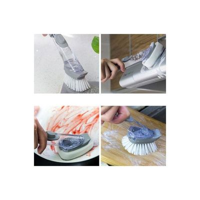 2-In-1 Durable Dishwashing Pot Brush Grey