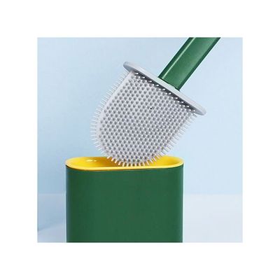 Silicone Toilet Brush With Holder Green/Yellow 365x98x43millimeter