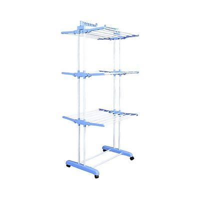 Foldable Clothes Drying Rack White/Blue 64x168x50centimeter