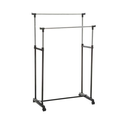 Foldable Garment Rack With Wheels Grey/Silver 84.5x43x160centimeter