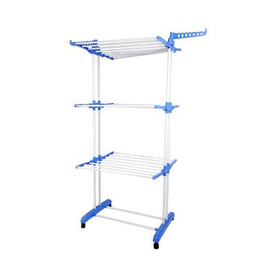 Multi Layer Clothes Organizer Drying Rack White/Blue 68 x 54 x 168cm