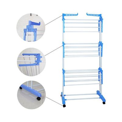 Multi Layer Clothes Organizer Drying Rack White/Blue 68 x 54 x 168cm