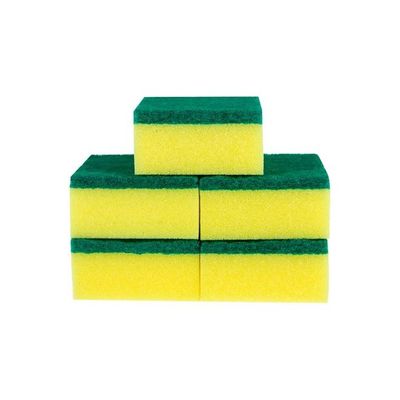 10-Piece Dishwashing Sponge Set Yellow/Green 10x7x3centimeter