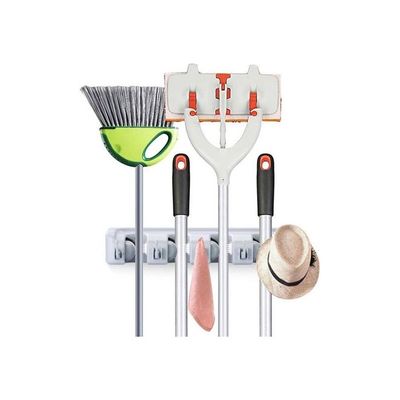 Wall Mounted Mop And Broom Holder Grey