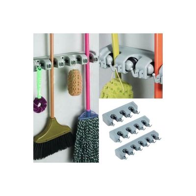 Wall Mounted Mop And Broom Holder Grey