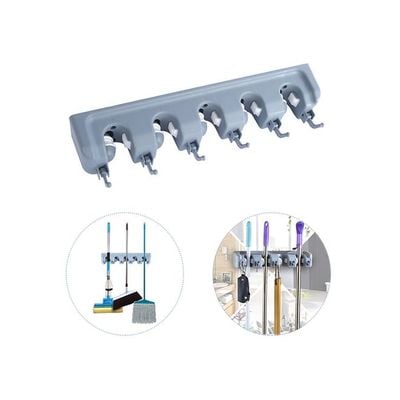 Wall Mounted ABS Mop And Broom Holder Grey