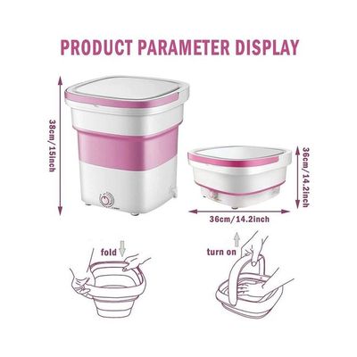 Portable Mini Folding Washing Machine 1.8 kg 135 W 2152008 Pink/White