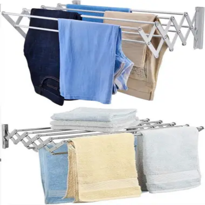 Foldable Wall Hanging Clothes Rack Silver 120cm