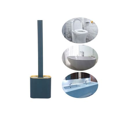 Flat Toilet Brush With Holder Easy Cleaning Green 36.00X4.80X10.00cm