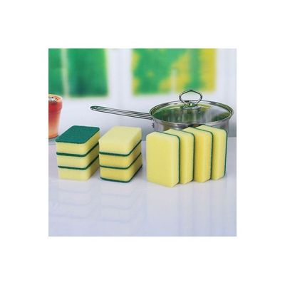 10-Piece Cleaning Sponge Yellow/Green