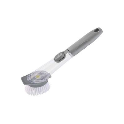 Soap Dispensing Dish Brush Kitchen Sink Brush Aid Long Handle Automatic Soap Dispensing Dish Brush Cleaning Brush Grey/Clear