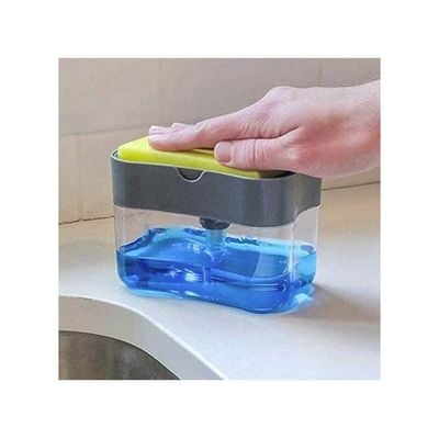 Soap Pump Dispenser And Sponge Holder Grey