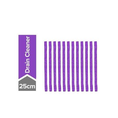 Pack of 12 Drain Pipe Cleaning Stick Purple 25centimeter