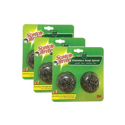 Stainless Steel Spiral Sponge Pack of 3 Silver