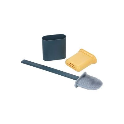 Flat Toilet Brush With Holder Silicone Bowl Cleaner Green 36.00x10x4.8cm
