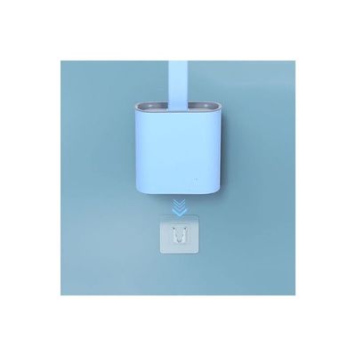 Wall Mount Flat Toilet Brush with Holder Blue/Grey