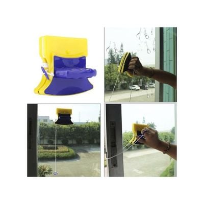 Magnetic Window Double Side Glass Wiper Cleaner Yellow/Blue