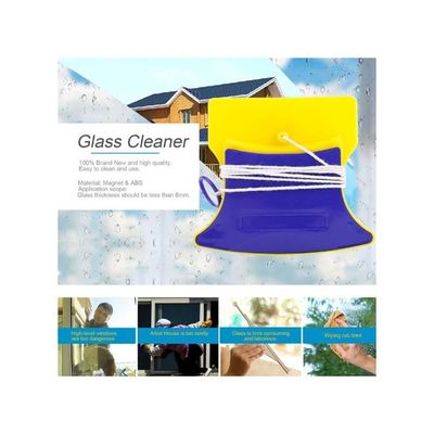 Magnetic Window Double Side Glass Wiper Cleaner Yellow/Blue