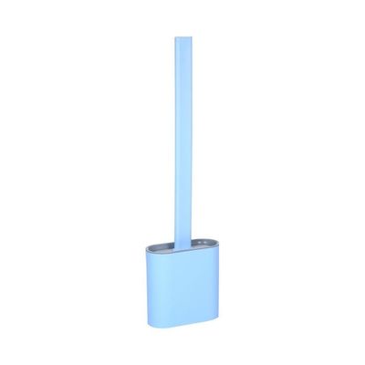 Flat Brush With Holder Silicone Toilet Bowl Cleaner Blue 36.00x10x4.8cm