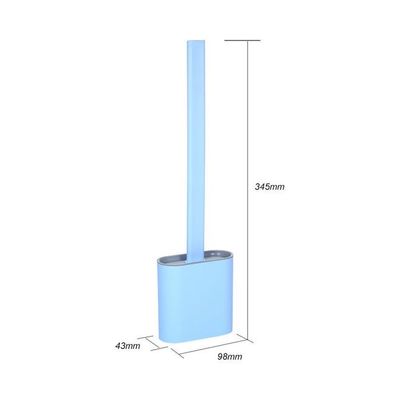 Flat Brush With Holder Silicone Toilet Bowl Cleaner Blue 36.00x10x4.8cm