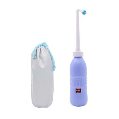 3-Piece Travel Shattaf Handheld Bidet Bottle Set Light Blue/White 20x7centimeter