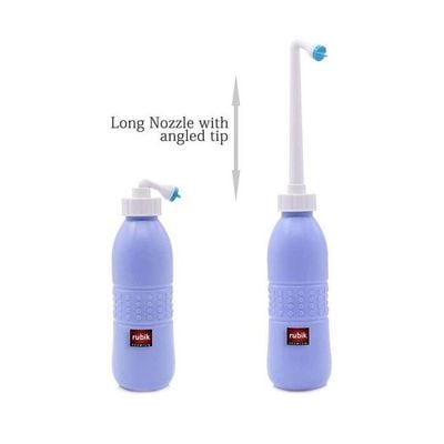 3-Piece Travel Shattaf Handheld Bidet Bottle Set Light Blue/White 20x7centimeter