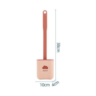 Wall-Mounted Long Handle Toilet Brush With Holder Pink 10x4x38cm