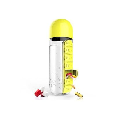 Water Bottle With Pill Organizer Yellow/Clear