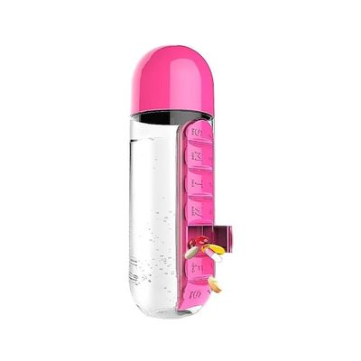 Plastic Pill Organizer Water Bottle Pink/Clear 23 x7. 5centimeter