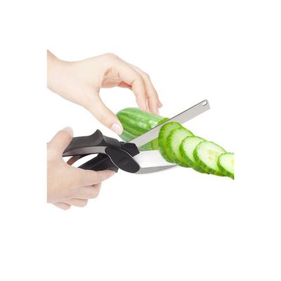 2-In-1 Kitchen Fruits And Vegetable Cutter Black/Silver 8.5x5.3x2centimeter