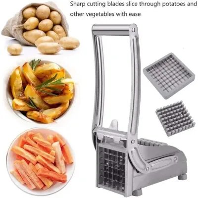 Stainless Steel Potato Chipper French Fries Slicer Silver