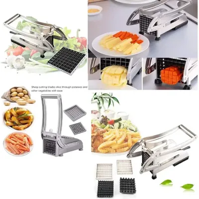 Stainless Steel Potato Chipper French Fries Slicer Silver