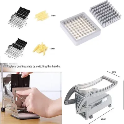 Stainless Steel Potato Chipper French Fries Slicer Silver