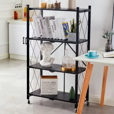 4-Tire Kitchen Storage Racks black 120x40x13cm