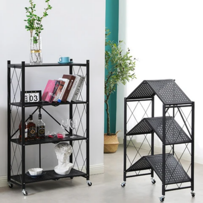 4-Tire Kitchen Storage Racks black 120x40x13cm