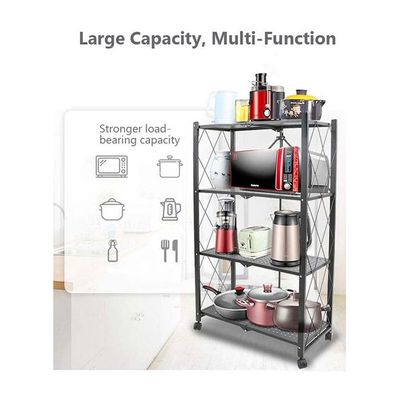 4-Tire Kitchen Storage Racks black 120x40x13cm