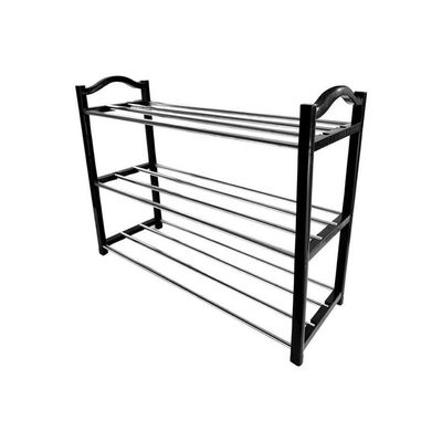 3-Tier Space-Saving Shoe Shelf Rack Black/Silver 55x19x43cm