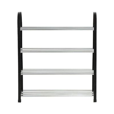 4 Tiers Shoe Racks Standing Shoe Rack Slippers Shelf Plastic Black 50x19x42cm