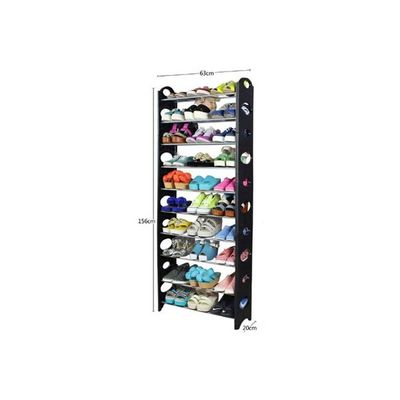 Creative Home Shoe Organizer Rack - Ten Layers Black 30cm