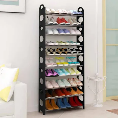 Creative Home Shoe Organizer Rack - Ten Layers Black 30cm