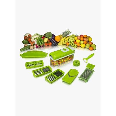 11-Piece Fruit And Vegetable Chopper And Slicer Set Green/White